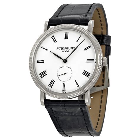 Patek Philippe Calatrava White Dial 18k White Gold Men's Watch 